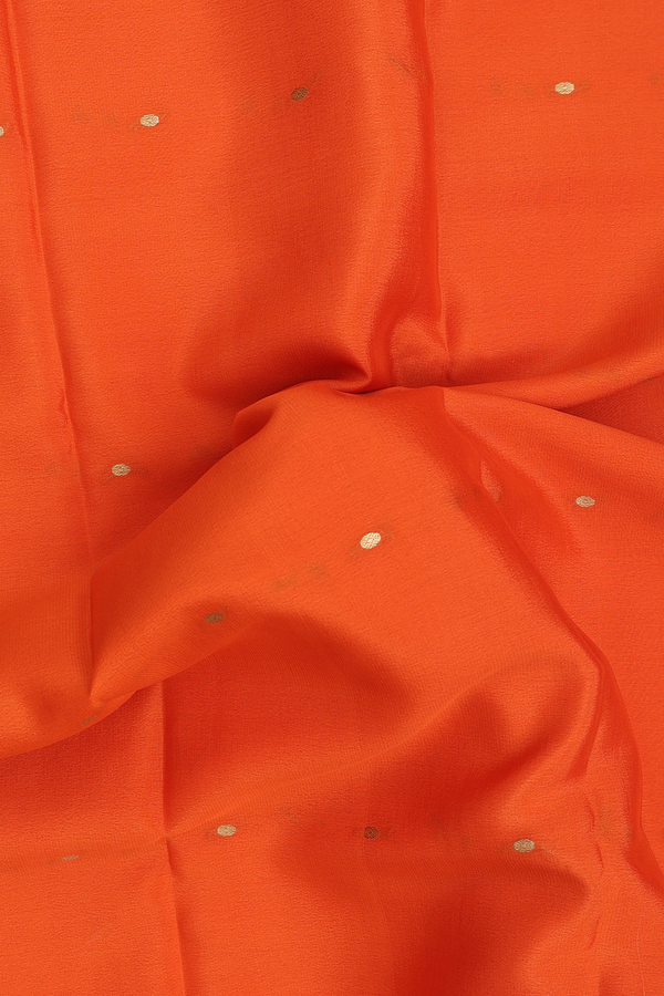 Mysore Silk Saree In Bright Orange With Zari Buttas
