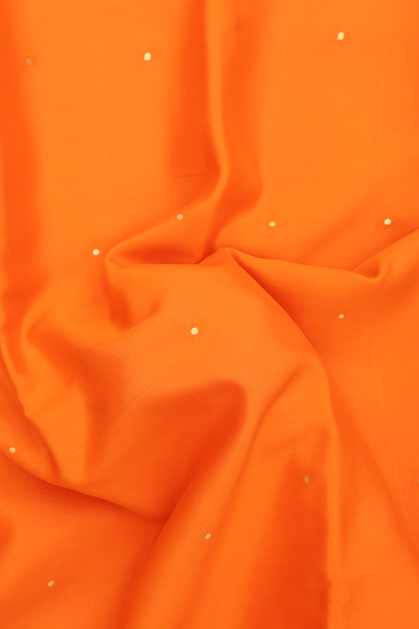 Mysore Silk Saree In Bright Orange With Zari Buttis