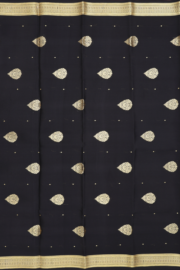 Mysore Silk Saree In Bright Orange With Zari Buttis