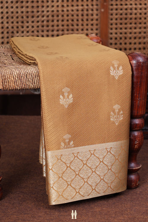 Mysore Silk Saree In Brown With Floral Buttas