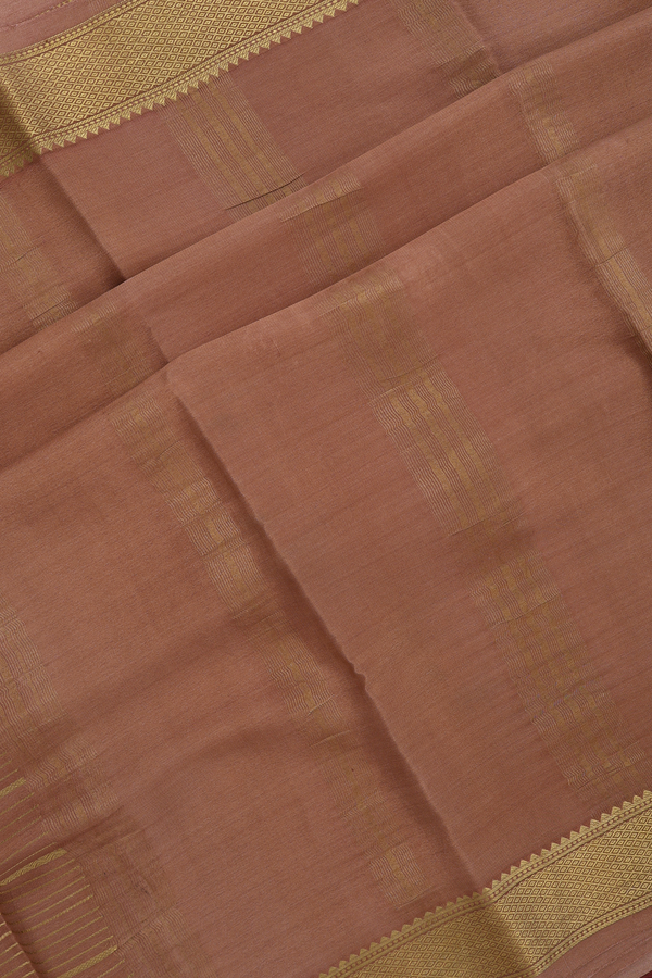 Mysore Silk Saree In Brown With Stripes Design
