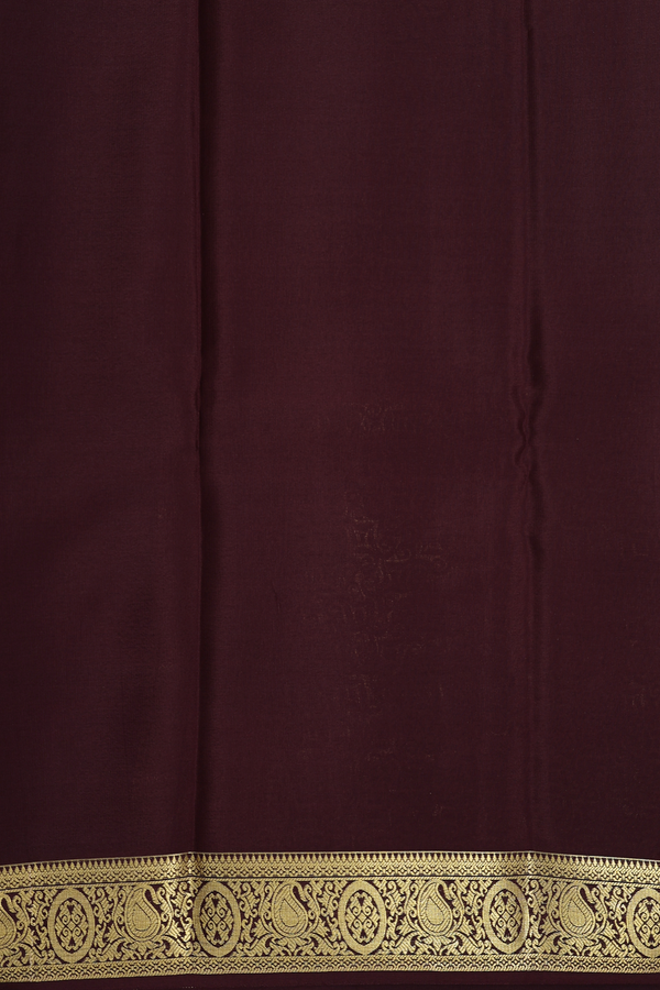 Mysore Silk Saree In Burnt Orange With Contrast Border