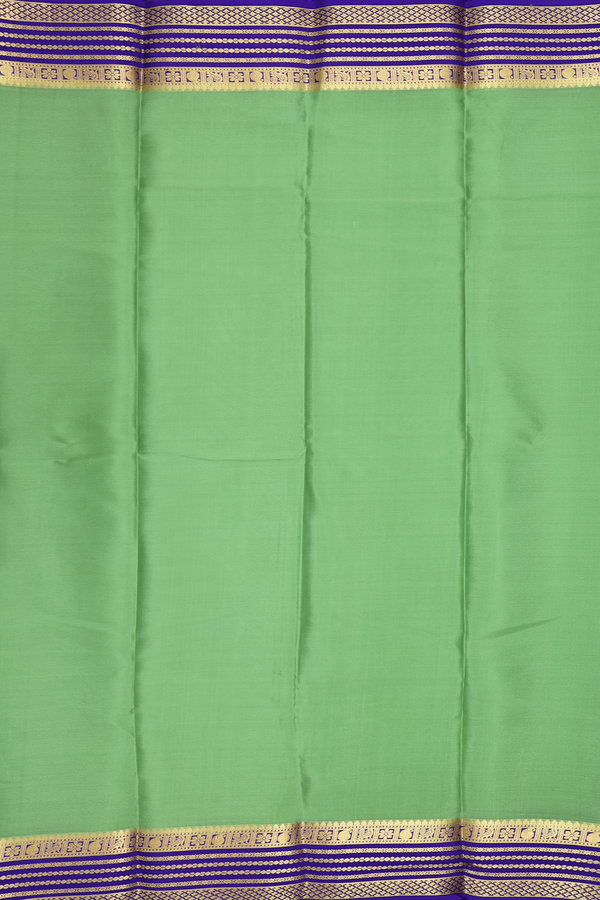Mysore Silk Saree In Sage Green With Contrast Border