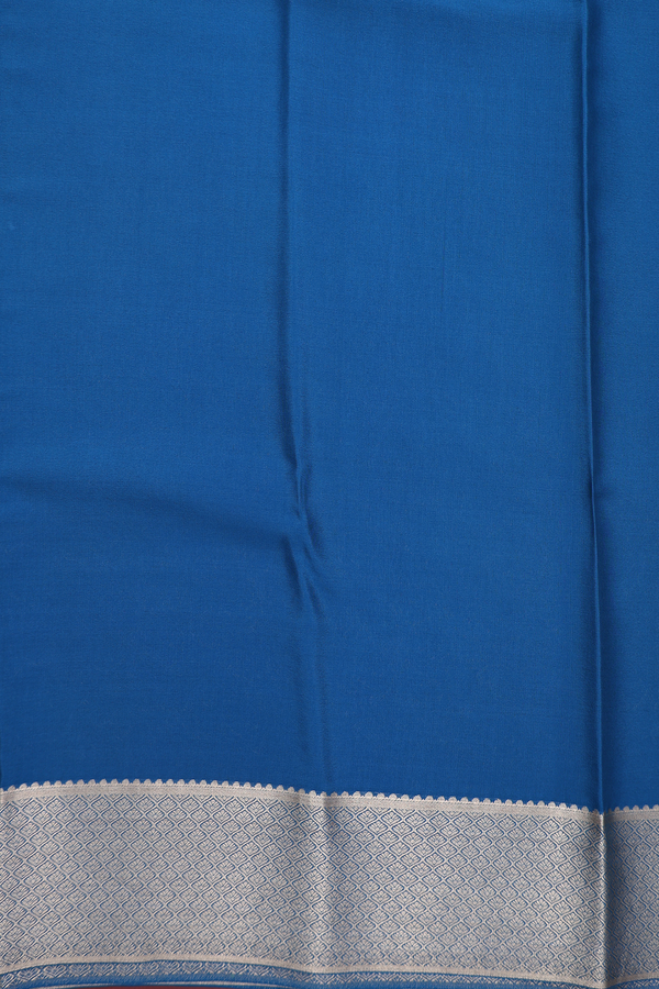 Mysore Silk Saree In Capri Blue With Floral Design