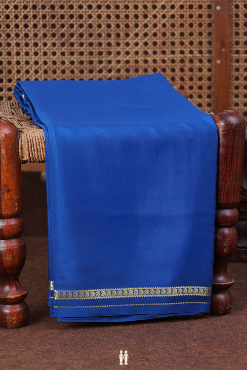 Mysore Silk Saree In Capri Blue With Zari Border