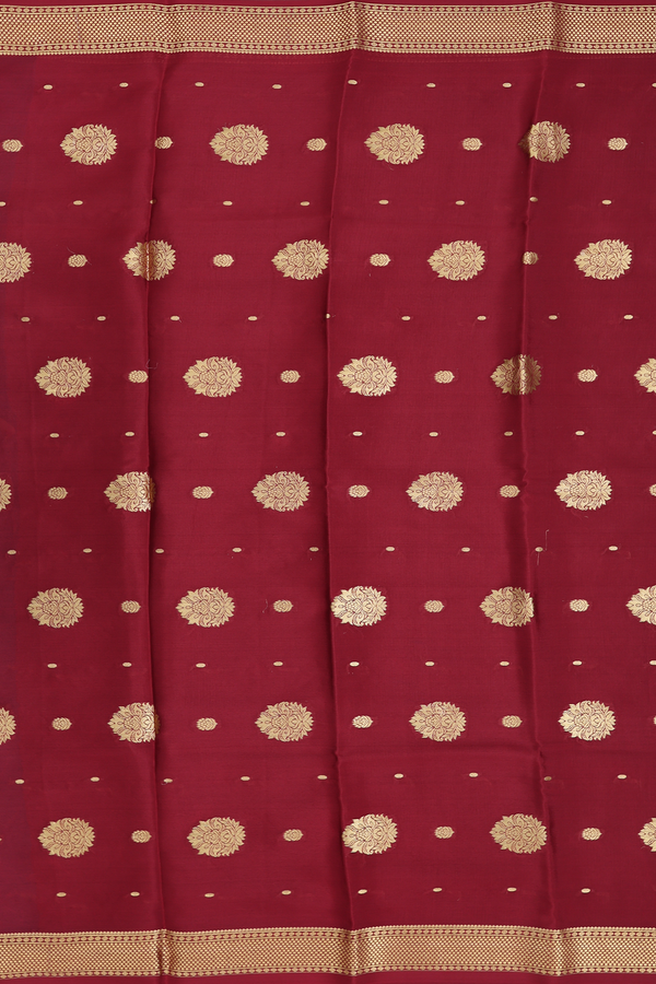 Mysore Silk Saree In Cerulean Blue With Zari Buttas