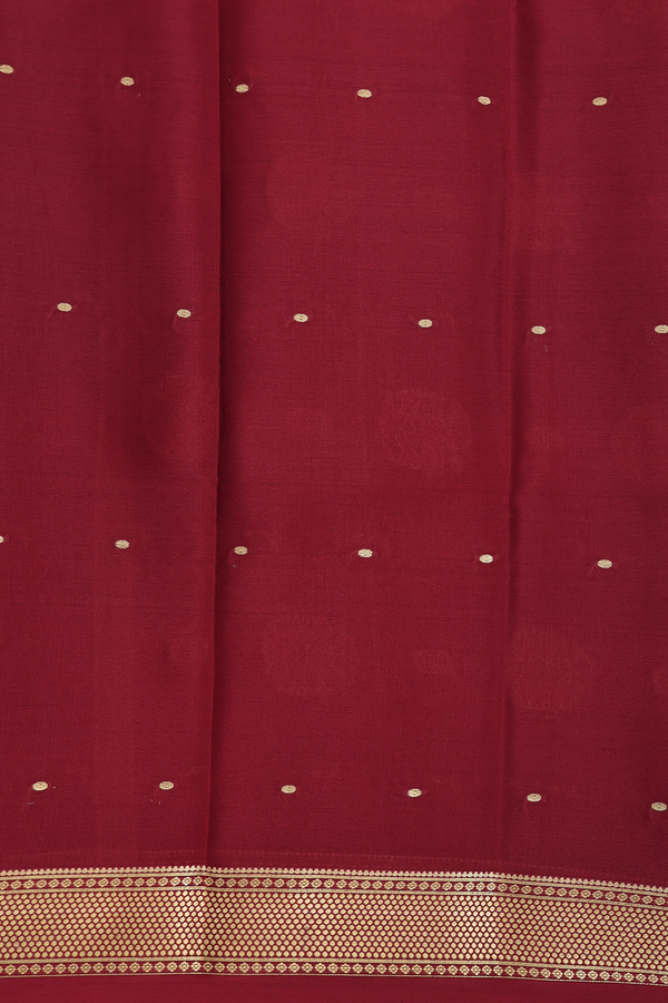 Mysore Silk Saree In Cerulean Blue With Zari Buttas