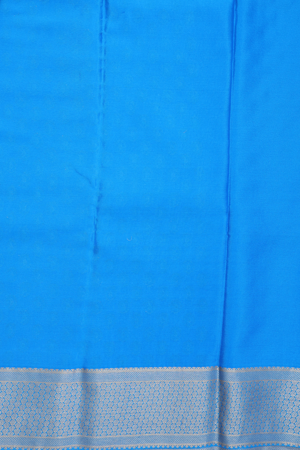 Mysore Silk Saree In Cerulean Blue With Zari Buttas