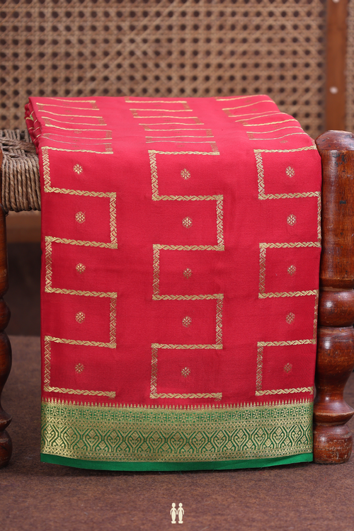 Mysore Silk Saree In Chilli Red With Allover Design