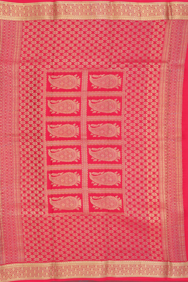 Mysore Silk Saree In Chilli Red With Checks Design
