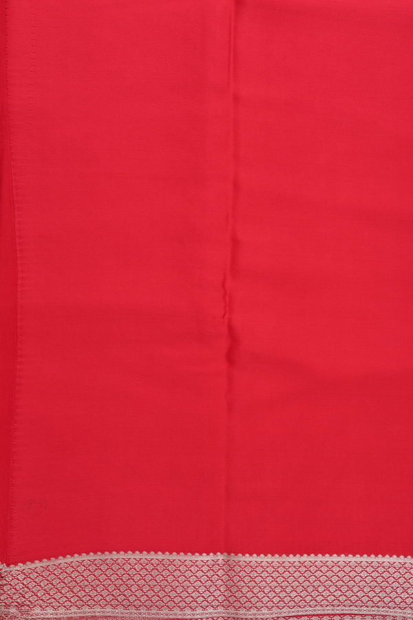 Mysore Silk Saree In Chilli Red With Polka Buttis