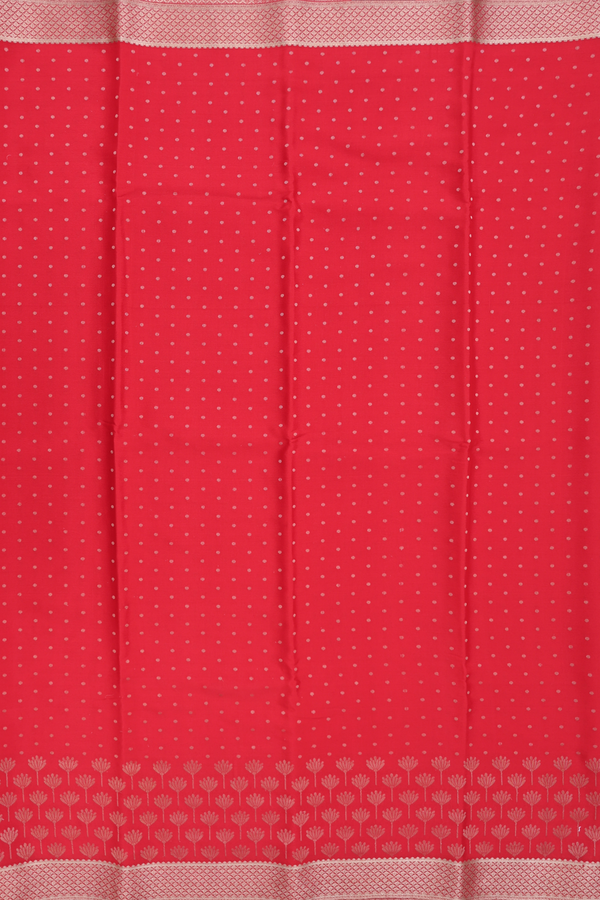 Mysore Silk Saree In Chilli Red With Polka Buttis