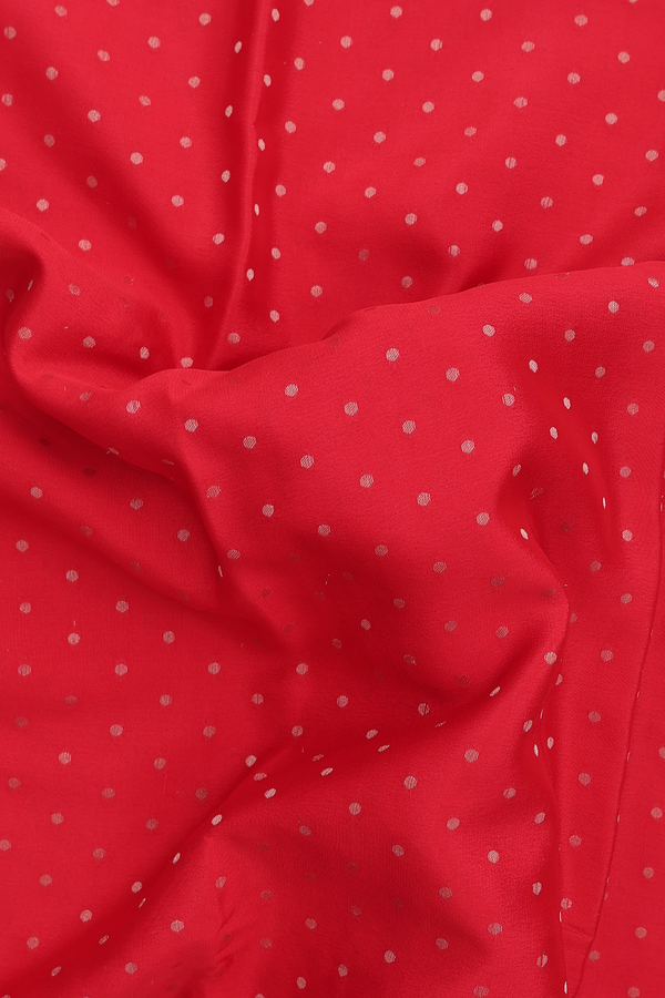 Mysore Silk Saree In Chilli Red With Polka Buttis