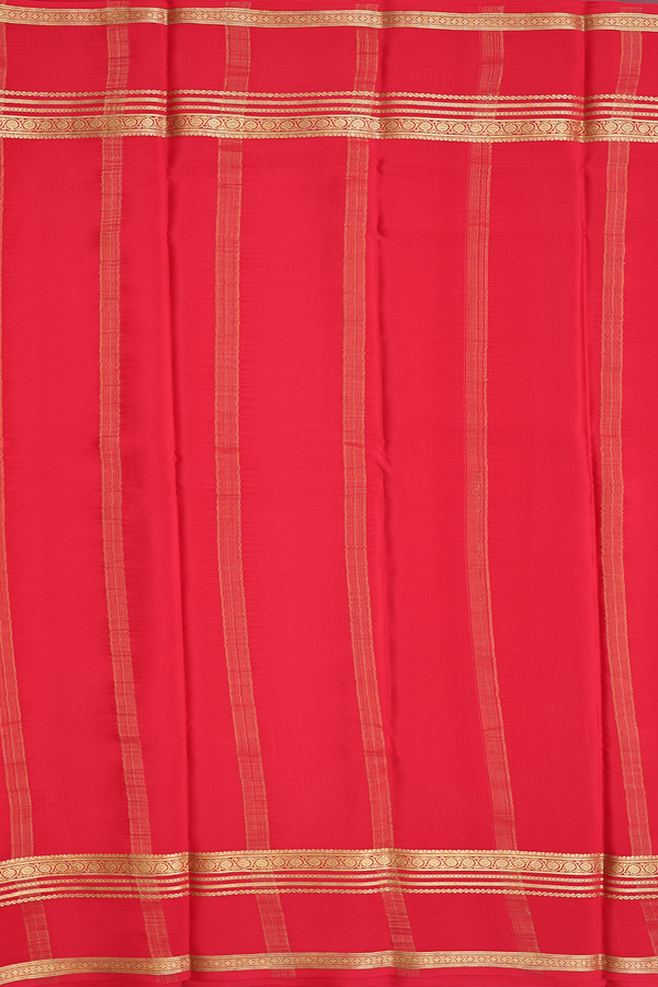Mysore Silk Saree In Chilli Red With Zari Border