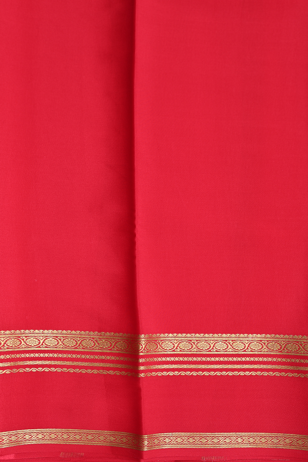 Mysore Silk Saree In Chilli Red With Zari Border