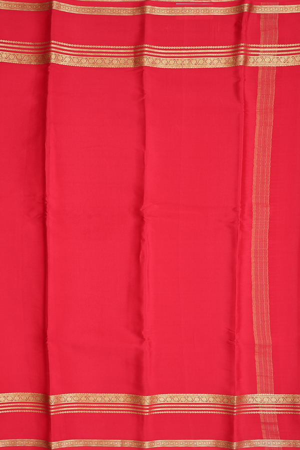 Mysore Silk Saree In Chilli Red With Zari Border