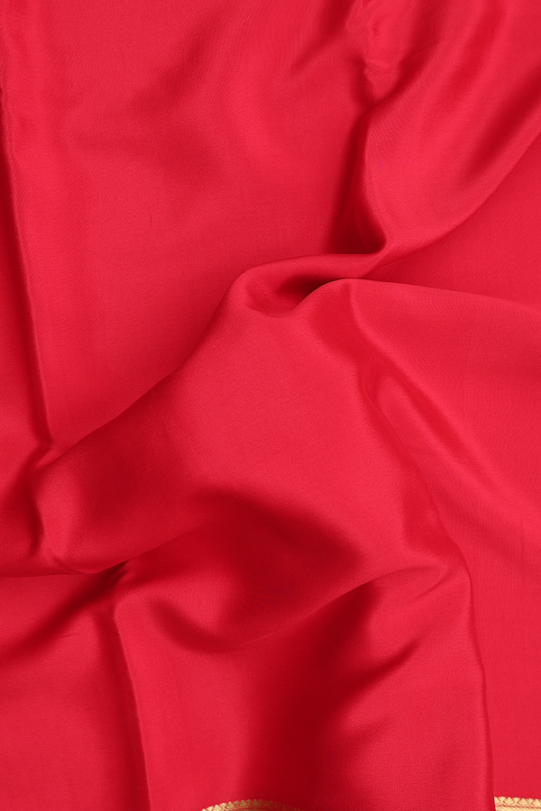 Mysore Silk Saree In Chilli Red With Zari Border
