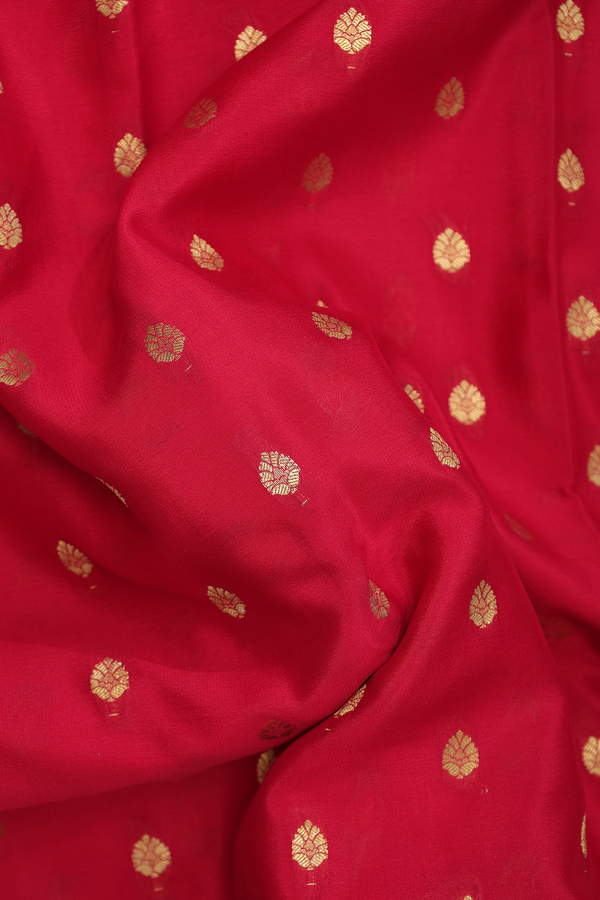 Mysore Silk Saree In Chilli Red With Zari Buttas