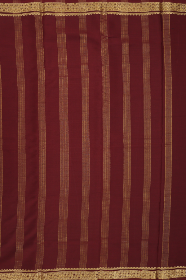 Mysore Silk Saree In Chocolate Brown With Zari Border