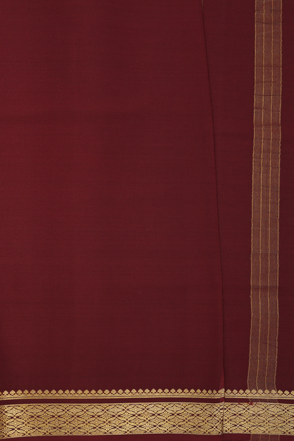 Mysore Silk Saree In Chocolate Brown With Zari Border