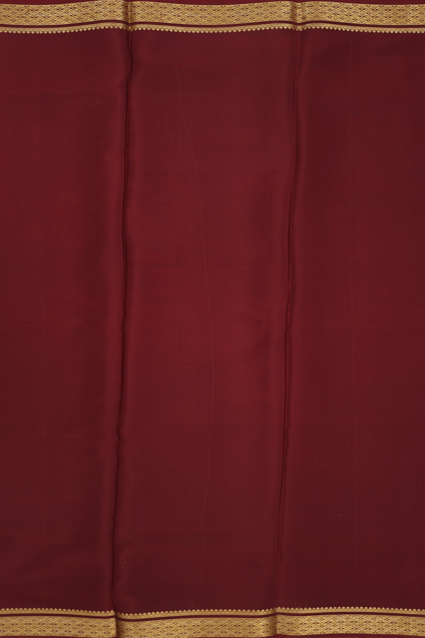 Mysore Silk Saree In Chocolate Brown With Zari Border