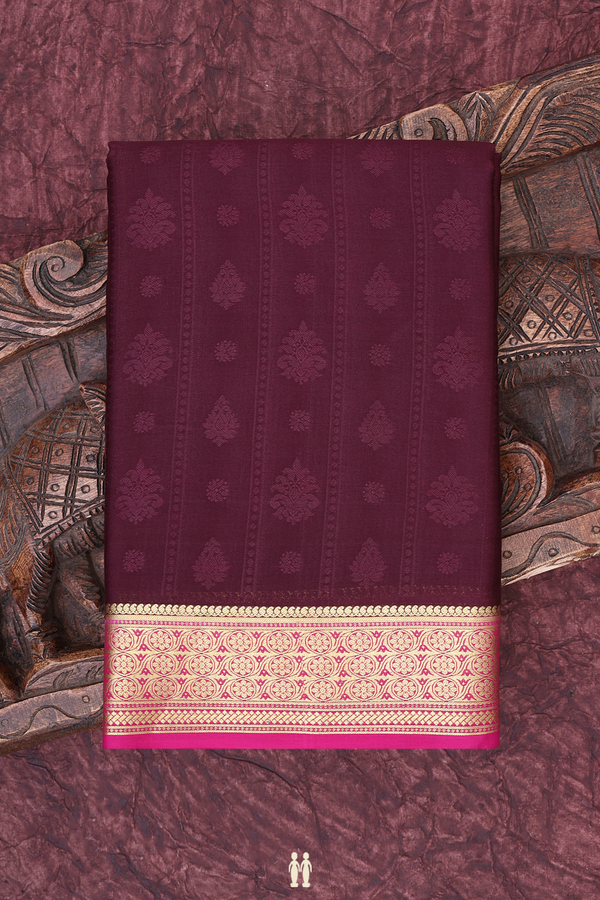 Mysore Silk Saree In Coffee Brown With Self Design