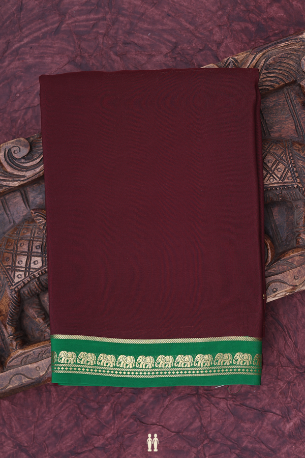 Mysore Silk Saree In Coffee Brown With Contrast Border