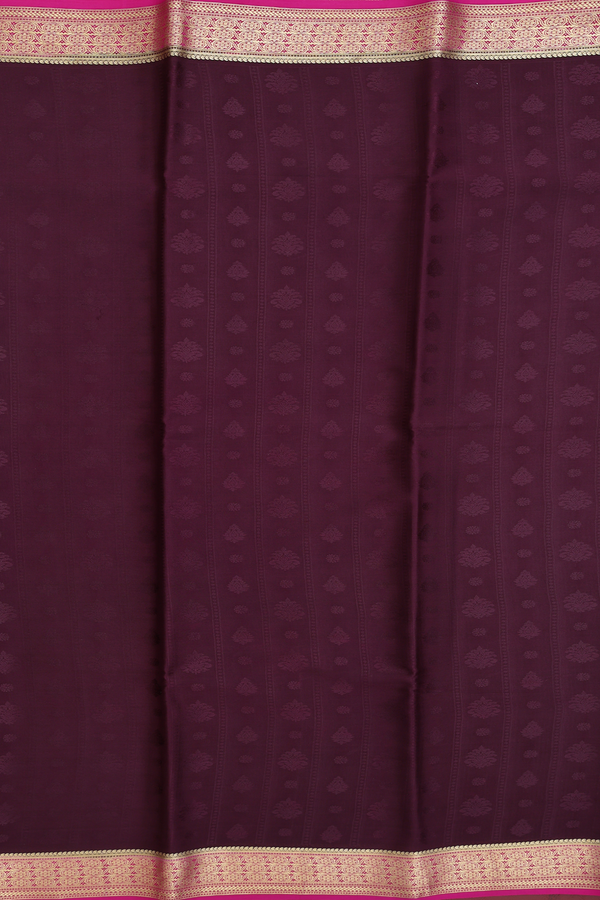 Mysore Silk Saree In Coffee Brown With Self Design