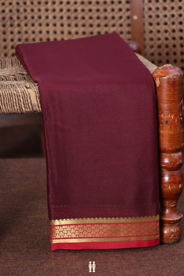 Mysore Silk Saree In Coffee Brown With Contrast Border