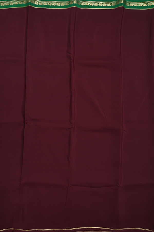 Mysore Silk Saree In Coffee Brown With Contrast Border