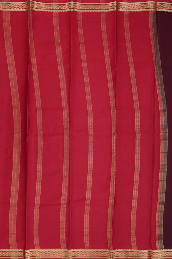 Mysore Silk Saree In Coffee Brown With Contrast Border