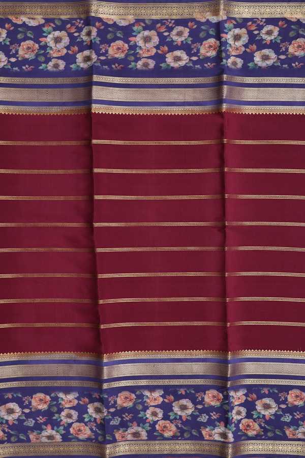 Mysore Silk Saree In Coffee Brown With Stripes Design