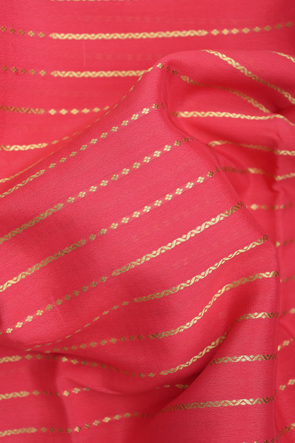 Mysore Silk Saree In Coral Pink With Stripes Design
