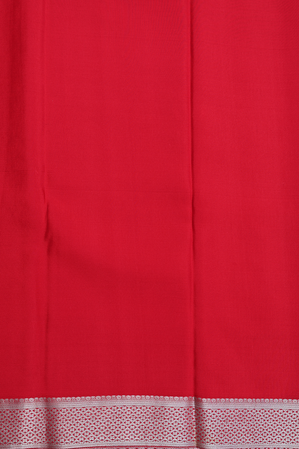Mysore Silk Saree In Crimson Red With Brocade Design