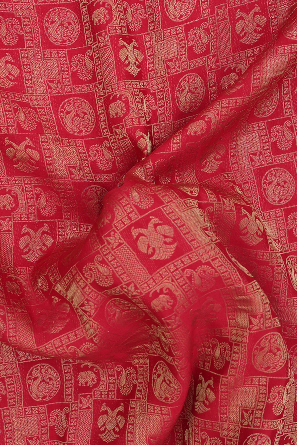Mysore Silk Saree In Crimson Red With Brocade Design