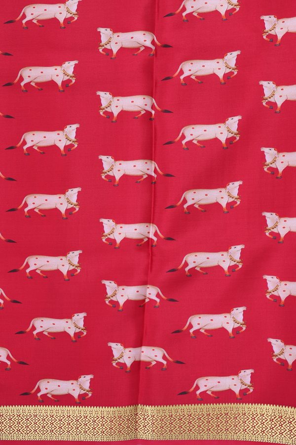 Mysore Silk Saree In Crimson Red With Checks Design