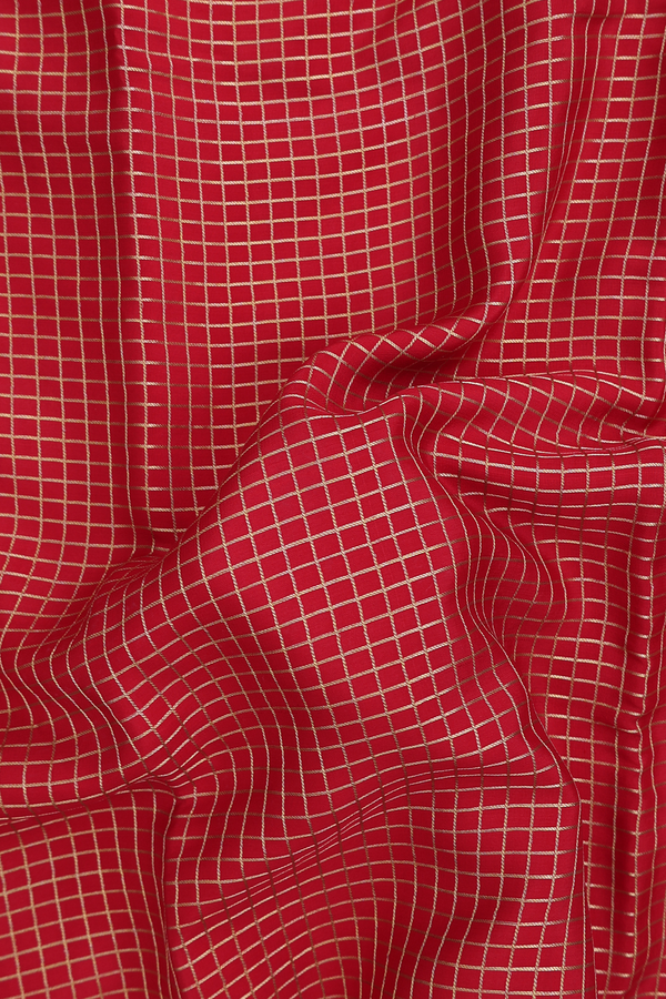 Mysore Silk Saree In Crimson Red With Checks Design