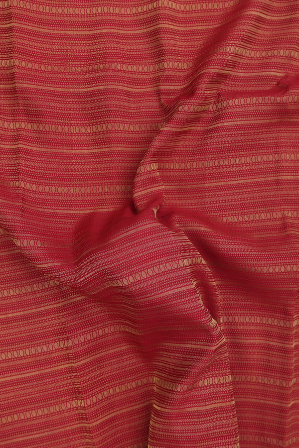 Mysore Silk Saree In Crimson Red With Stripes Design