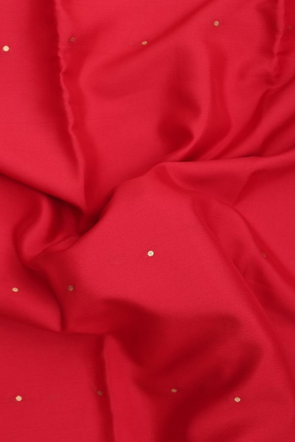 Mysore Silk Saree In Scarlet Red With Zari Buttis