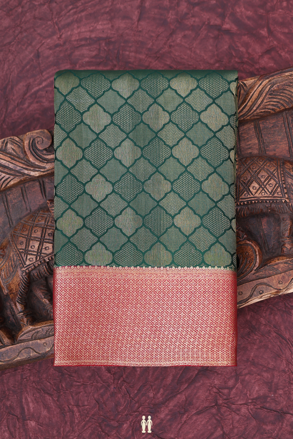 Mysore Silk Saree In Dark Green With Brocade Design