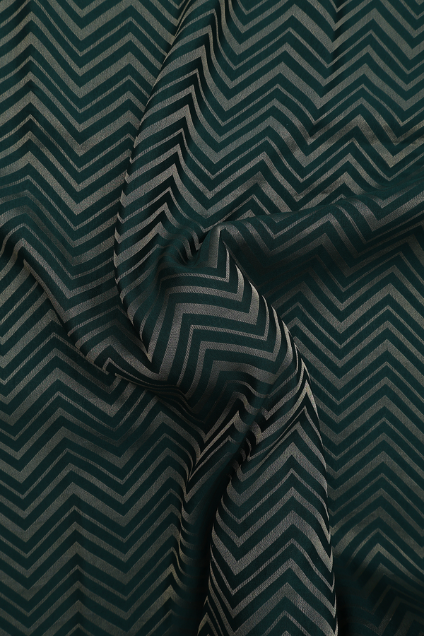 Mysore Silk Saree In Dark Green With Chevron Design