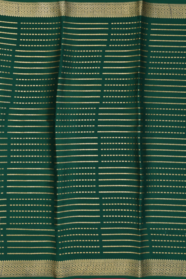 Mysore Silk Saree In Dark Green With Stripes Design