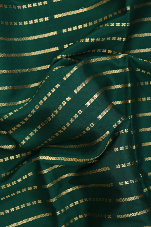 Mysore Silk Saree In Dark Green With Stripes Design