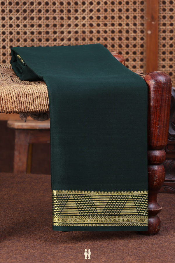 Mysore Silk Saree In Dark Green With Zari Border