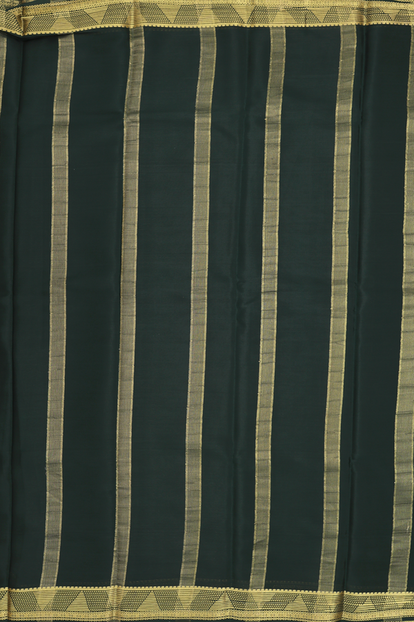 Mysore Silk Saree In Dark Green With Zari Border