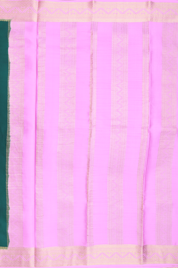 Mysore Silk Saree In Dark Green With Zari Buttas