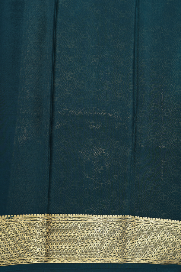 Mysore Silk Saree In Dark Green With Zari Buttas