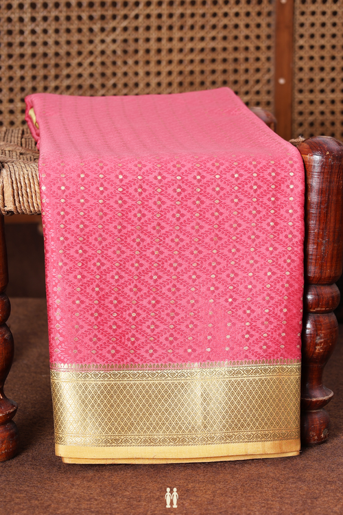 Mysore Silk Saree In Dark Peach With Allover Design