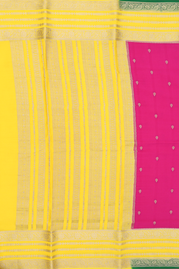 Mysore Silk Saree In Dark Pink With Zari Buttas
