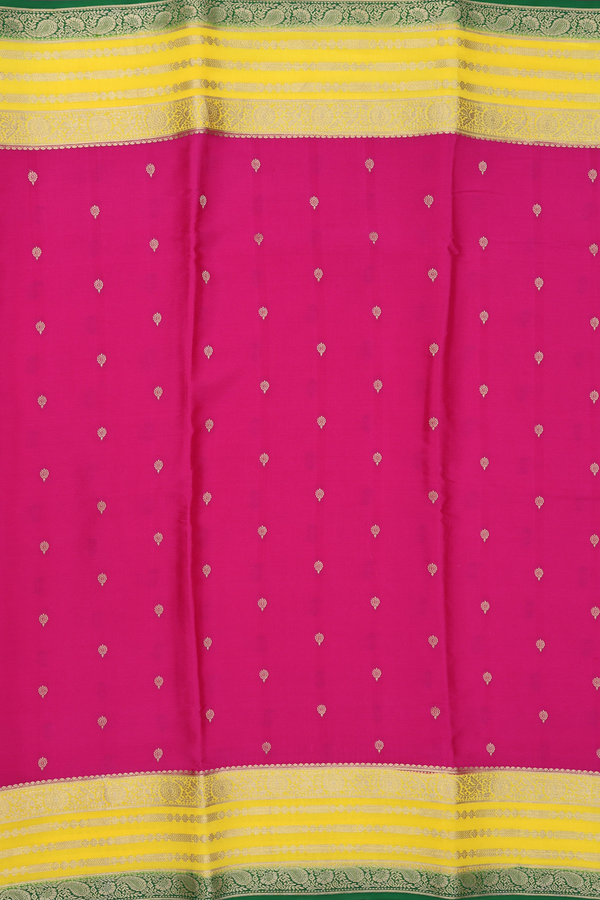 Mysore Silk Saree In Dark Pink With Zari Buttas